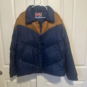 READ VTG 70’s Down Puffer Ski Jacket XL Convertible Vest Insulated Zipper Repair